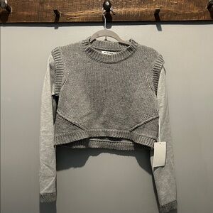 One Teaspoon Gray Knit Cropped Sweater